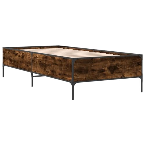 HEFZGDB Bettgestell Räuchereiche 100x200 cm Holzwerkstoff und Metall Guest Bed Gästebett Bettgestell Einzelbetten für Gästezimmer Schlafzimmer Wohnbereich Herberge HEFZGDB Bettgestell Räuchereiche 100x200 cm Holzwerkstoff und Metall Guest Bed Gästebett Bettgestell Einzelbetten für Gästezimmer Schlafzimmer Wohnbereich Herberge von HEFZGDB