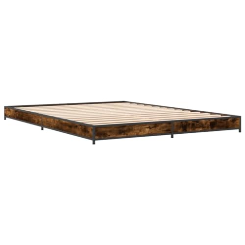 HEFZGDB Bettgestell Räuchereiche 120x200 cm Holzwerkstoff und Metall Bette Gästebett Bed Frame Einzelbetten für Schlafzimmer Gästezimmer Wohnbereich Herberge HEFZGDB Bettgestell Räuchereiche 120x200 cm Holzwerkstoff und Metall Bette Gästebett Bed Frame Einzelbetten für Schlafzimmer Gästezimmer Wohnbereich Herberge von HEFZGDB