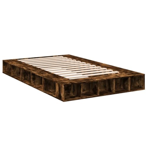 HEFZGDB Bettgestell Räuchereiche 135x190 cm Holzwerkstoff Jugendbett Gästebett Familienbett Einzelbett für Herberge Gästezimmer Schlafzimmer Wohnbereich von HEFZGDB