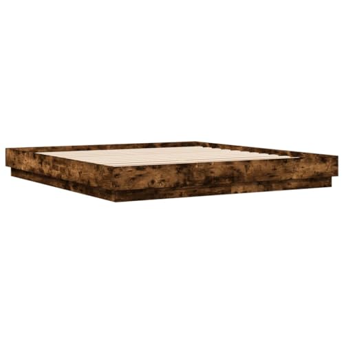 HEFZGDB Bettgestell Räuchereiche 200x200 cm Holzwerkstoff Double Bed Gästebett Bettgestell Bettrahmen für Schlafzimmer Wohnbereich Gästezimmer Herberge von HEFZGDB