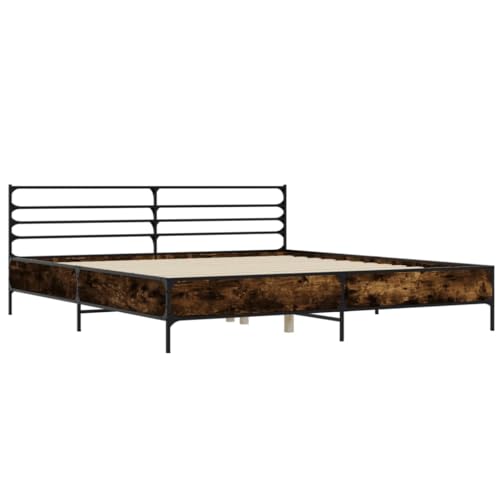 HEFZGDB Bettgestell Räuchereiche 200x200 cm Holzwerkstoff und Metall Jugendbett Gästebett Bed Frame Einzelbett für Wohnbereich Herberge Schlafzimmer Gästezimmer HEFZGDB Bettgestell Räuchereiche 200x200 cm Holzwerkstoff und Metall Jugendbett Gästebett Bed Frame Einzelbett für Wohnbereich Herberge Schlafzimmer Gästezimmer von HEFZGDB