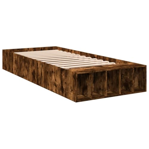 HEFZGDB Bettgestell Räuchereiche 75x190 cm Holzwerkstoff Bette Gästebett Bed Frame Doppelbett für Herberge Gästezimmer Wohnbereich Schlafzimmer von HEFZGDB