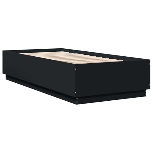 HEFZGDB Bettgestell Schwarz 100x200 cm Holzwerkstoff Daybed Gästebett Bed Frame Bettrahmen für Schlafzimmer Herberge Wohnbereich Gästezimmer HEFZGDB Bettgestell Schwarz 100x200 cm Holzwerkstoff Daybed Gästebett Bed Frame Bettrahmen für Schlafzimmer Herberge Wohnbereich Gästezimmer von HEFZGDB