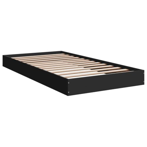 HEFZGDB Bettgestell Schwarz 100x200 cm Holzwerkstoff Jugendbett Bed Frame Familienbett Einzelbetten für Herberge Gästezimmer Schlafzimmer Wohnbereich HEFZGDB Bettgestell Schwarz 100x200 cm Holzwerkstoff Jugendbett Bed Frame Familienbett Einzelbetten für Herberge Gästezimmer Schlafzimmer Wohnbereich von HEFZGDB