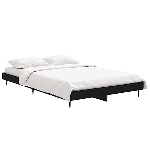 HEFZGDB Bettgestell Schwarz 120x190 cm Holzwerkstoff Jugendbett Bettgestell Bed Frame Bettrahmen für Wohnbereich Gästezimmer Schlafzimmer Herberge von HEFZGDB