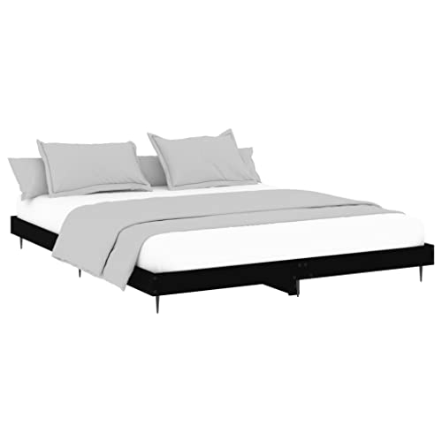 HEFZGDB Bettgestell Schwarz 120x200 cm Holzwerkstoff Jugendbett Bettgestell Bed Frame Bettrahmen für Wohnbereich Gästezimmer Schlafzimmer Herberge HEFZGDB Bettgestell Schwarz 120x200 cm Holzwerkstoff Jugendbett Bettgestell Bed Frame Bettrahmen für Wohnbereich Gästezimmer Schlafzimmer Herberge von HEFZGDB