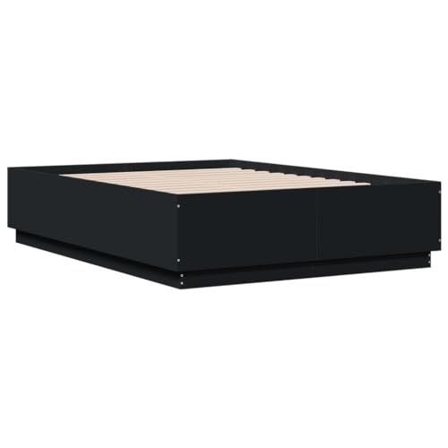 HEFZGDB Bettgestell Schwarz 135x190 cm Holzwerkstoff Daybed Gästebett Bed Frame Bettrahmen für Schlafzimmer Herberge Wohnbereich Gästezimmer von HEFZGDB