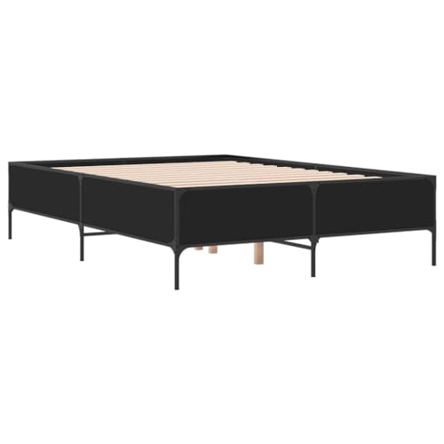 HEFZGDB Bettgestell Schwarz 135x190 cm Holzwerkstoff und Metall Guest Bed Gästebett Bettgestell Einzelbetten für Gästezimmer Schlafzimmer Wohnbereich Herberge HEFZGDB Bettgestell Schwarz 135x190 cm Holzwerkstoff und Metall Guest Bed Gästebett Bettgestell Einzelbetten für Gästezimmer Schlafzimmer Wohnbereich Herberge von HEFZGDB