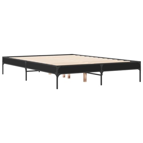 HEFZGDB Bettgestell Schwarz 135x190 cm Holzwerkstoff und Metall Guest Bed Gästebett Bettgestell Einzelbetten für Gästezimmer Schlafzimmer Wohnbereich Herberge HEFZGDB Bettgestell Schwarz 135x190 cm Holzwerkstoff und Metall Guest Bed Gästebett Bettgestell Einzelbetten für Gästezimmer Schlafzimmer Wohnbereich Herberge von HEFZGDB