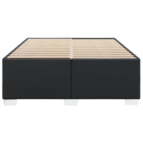 HEFZGDB Bettgestell Schwarz 140x190 cm Kunstleder Single Bed Gästebett Doppelbett Einzelbett für Wohnbereich Gästezimmer Schlafzimmer Herberge HEFZGDB Bettgestell Schwarz 140x190 cm Kunstleder Single Bed Gästebett Doppelbett Einzelbett für Wohnbereich Gästezimmer Schlafzimmer Herberge von HEFZGDB