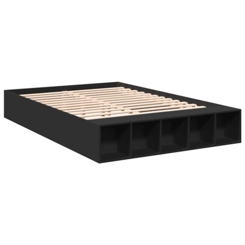 HEFZGDB Bettgestell Schwarz 140x200 cm Holzwerkstoff Bette Gästebett Bed Frame Doppelbett für Herberge Gästezimmer Wohnbereich Schlafzimmer von HEFZGDB