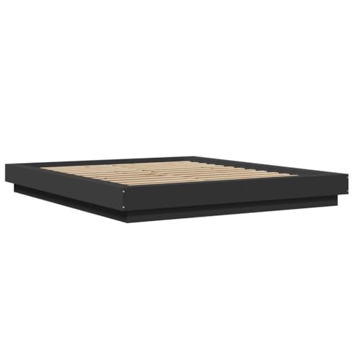 HEFZGDB Bettgestell Schwarz 150x200 cm Holzwerkstoff Double Bed Gästebett Bettgestell Einzelbett für Gästezimmer Schlafzimmer Wohnbereich Herberge von HEFZGDB