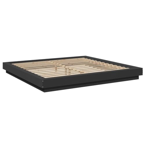 HEFZGDB Bettgestell Schwarz 180x200 cm Holzwerkstoff Double Bed Gästebett Bettgestell Einzelbett für Gästezimmer Schlafzimmer Wohnbereich Herberge HEFZGDB Bettgestell Schwarz 180x200 cm Holzwerkstoff Double Bed Gästebett Bettgestell Einzelbett für Gästezimmer Schlafzimmer Wohnbereich Herberge von HEFZGDB