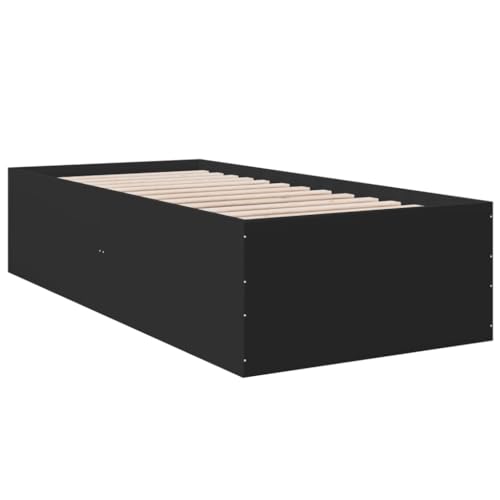 HEFZGDB Bettgestell Schwarz 75x190 cm Holzwerkstoff Jugendbett Bed Frame Familienbett Einzelbetten für Herberge Gästezimmer Schlafzimmer Wohnbereich von HEFZGDB