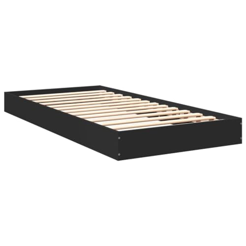 HEFZGDB Bettgestell Schwarz 75x190 cm Holzwerkstoff Jugendbett Bed Frame Familienbett Einzelbetten für Herberge Gästezimmer Schlafzimmer Wohnbereich HEFZGDB Bettgestell Schwarz 75x190 cm Holzwerkstoff Jugendbett Bed Frame Familienbett Einzelbetten für Herberge Gästezimmer Schlafzimmer Wohnbereich von HEFZGDB