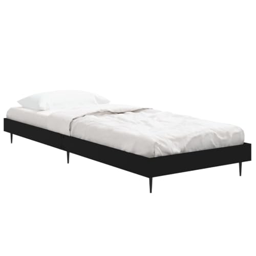 HEFZGDB Bettgestell Schwarz 75x190 cm Holzwerkstoff Jugendbett Bettgestell Bed Frame Bettrahmen für Wohnbereich Gästezimmer Schlafzimmer Herberge HEFZGDB Bettgestell Schwarz 75x190 cm Holzwerkstoff Jugendbett Bettgestell Bed Frame Bettrahmen für Wohnbereich Gästezimmer Schlafzimmer Herberge von HEFZGDB
