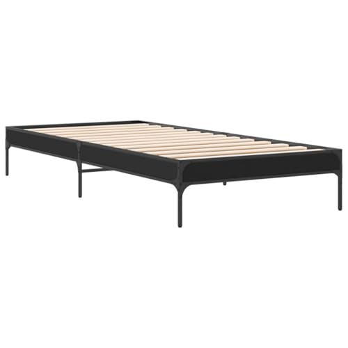 HEFZGDB Bettgestell Schwarz 75x190 cm Holzwerkstoff und Metall Guest Bed Gästebett Bettgestell Einzelbetten für Gästezimmer Schlafzimmer Wohnbereich Herberge HEFZGDB Bettgestell Schwarz 75x190 cm Holzwerkstoff und Metall Guest Bed Gästebett Bettgestell Einzelbetten für Gästezimmer Schlafzimmer Wohnbereich Herberge von HEFZGDB