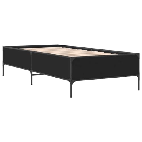HEFZGDB Bettgestell Schwarz 90x190 cm Holzwerkstoff und Metall Guest Bed Gästebett Bettgestell Einzelbetten für Gästezimmer Schlafzimmer Wohnbereich Herberge HEFZGDB Bettgestell Schwarz 90x190 cm Holzwerkstoff und Metall Guest Bed Gästebett Bettgestell Einzelbetten für Gästezimmer Schlafzimmer Wohnbereich Herberge von HEFZGDB