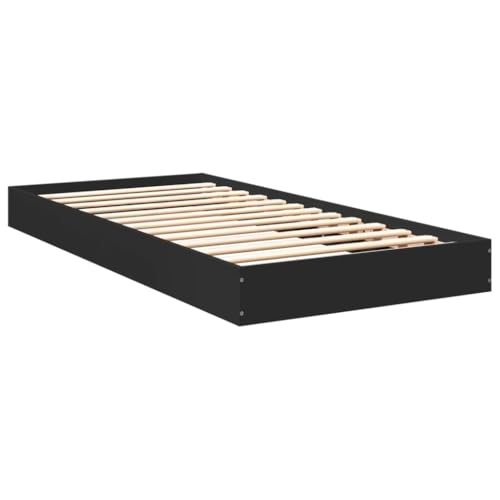 HEFZGDB Bettgestell Schwarz 90x200 cm Holzwerkstoff Jugendbett Bed Frame Familienbett Einzelbetten für Herberge Gästezimmer Schlafzimmer Wohnbereich HEFZGDB Bettgestell Schwarz 90x200 cm Holzwerkstoff Jugendbett Bed Frame Familienbett Einzelbetten für Herberge Gästezimmer Schlafzimmer Wohnbereich von HEFZGDB