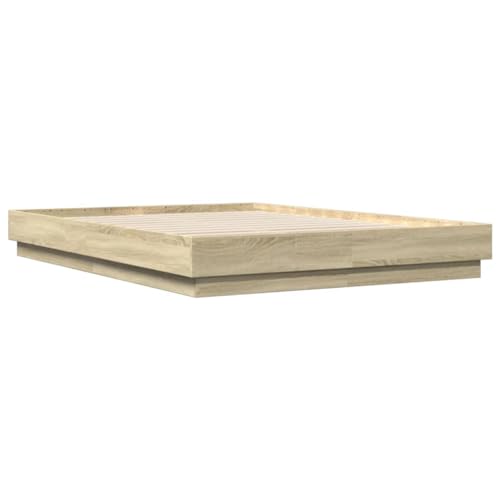 HEFZGDB Bettgestell Sonoma-Eiche 150x200 cm Holzwerkstoff Double Bed Gästebett Bettgestell Bettrahmen für Schlafzimmer Wohnbereich Gästezimmer Herberge HEFZGDB Bettgestell Sonoma-Eiche 150x200 cm Holzwerkstoff Double Bed Gästebett Bettgestell Bettrahmen für Schlafzimmer Wohnbereich Gästezimmer Herberge von HEFZGDB