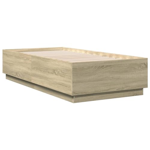 HEFZGDB Bettgestell Sonoma-Eiche 75x190 cm Holzwerkstoff Daybed Gästebett Bed Frame Bettrahmen für Schlafzimmer Herberge Wohnbereich Gästezimmer von HEFZGDB