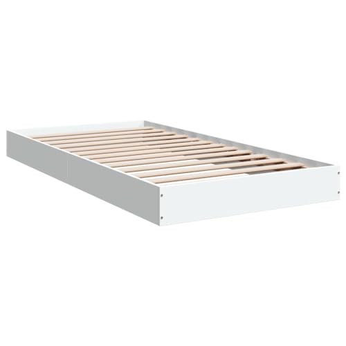 HEFZGDB Bettgestell Weiß 100x200 cm Holzwerkstoff Jugendbett Bed Frame Familienbett Einzelbetten für Herberge Gästezimmer Schlafzimmer Wohnbereich von HEFZGDB
