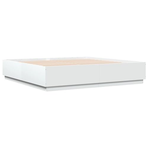 HEFZGDB Bettgestell Weiß 180x200 cm Holzwerkstoff Daybed Gästebett Bed Frame Bettrahmen für Schlafzimmer Herberge Wohnbereich Gästezimmer von HEFZGDB