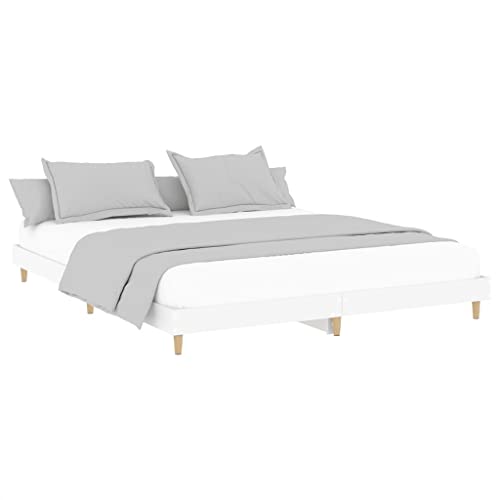 HEFZGDB Bettgestell Weiß 200x200 cm Holzwerkstoff Jugendbett Gästebett Bettgestell Single Bed für Schlafzimmer Wohnbereich Gästezimmer Herberge HEFZGDB Bettgestell Weiß 200x200 cm Holzwerkstoff Jugendbett Gästebett Bettgestell Single Bed für Schlafzimmer Wohnbereich Gästezimmer Herberge von HEFZGDB