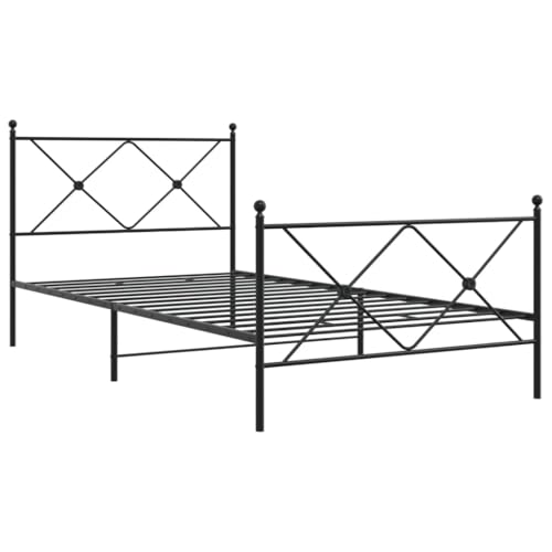 HEFZGDB Bettgestell mit Kopf- und Fußteil Metall Schwarz 100x190 cm Daybed Gästebett Bettgestell Einzelbett für Herberge Wohnbereich Gästezimmer Schlafzimmer HEFZGDB Bettgestell mit Kopf- und Fußteil Metall Schwarz 100x190 cm Daybed Gästebett Bettgestell Einzelbett für Herberge Wohnbereich Gästezimmer Schlafzimmer von HEFZGDB