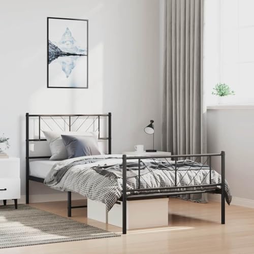 HEFZGDB Bettgestell mit Kopf- und Fußteil Metall Schwarz 100x190 cm Ehebett Bettgestell Einzelbetten Doppelbett für Herberge Gästezimmer Schlafzimmer Wohnbereich HEFZGDB Bettgestell mit Kopf- und Fußteil Metall Schwarz 100x190 cm Ehebett Bettgestell Einzelbetten Doppelbett für Herberge Gästezimmer Schlafzimmer Wohnbereich von HEFZGDB