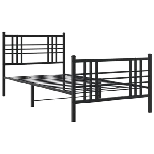 HEFZGDB Bettgestell mit Kopf- und Fußteil Metall Schwarz 100x190 cm Jugendbett Bettgestell Familienbett Doppelbett für Herberge Schlafzimmer Gästezimmer Wohnbereich HEFZGDB Bettgestell mit Kopf- und Fußteil Metall Schwarz 100x190 cm Jugendbett Bettgestell Familienbett Doppelbett für Herberge Schlafzimmer Gästezimmer Wohnbereich von HEFZGDB
