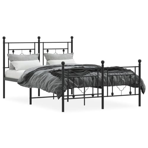 HEFZGDB Bettgestell mit Kopf- und Fußteil Metall Schwarz 120x200 cm Guest Bed Gästebett Bettgestell Doppelbett für Wohnbereich Gästezimmer Schlafzimmer Herberge von HEFZGDB