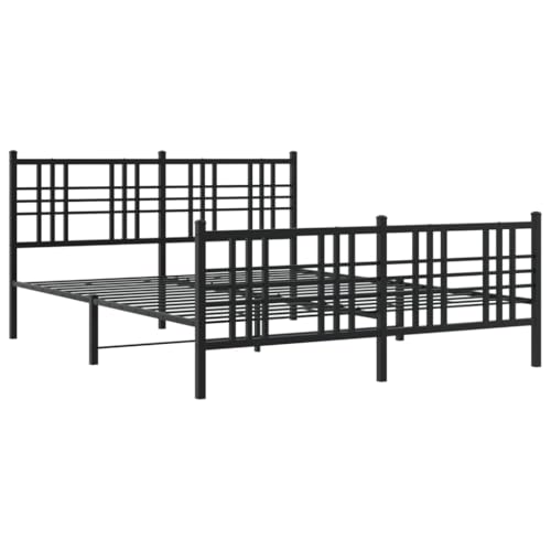 HEFZGDB Bettgestell mit Kopf- und Fußteil Metall Schwarz 150x200 cm Jugendbett Bettgestell Familienbett Doppelbett für Herberge Schlafzimmer Gästezimmer Wohnbereich von HEFZGDB