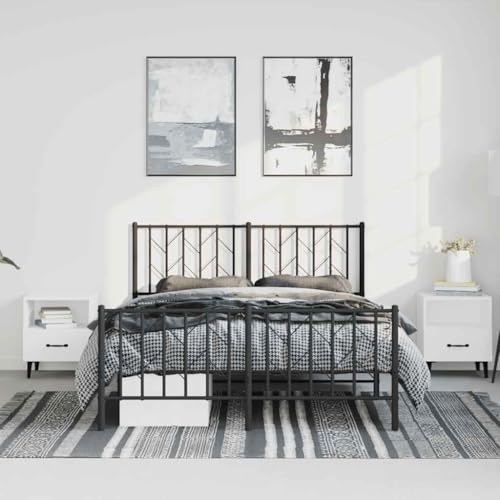 HEFZGDB Bettgestell mit Kopf- und Fußteil Metall Schwarz 193x203 cm Jugendbett Bed Frame Familienbett Doppelbett für Herberge Wohnbereich Schlafzimmer Gästezimmer von HEFZGDB