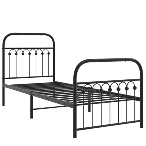 HEFZGDB Bettgestell mit Kopf- und Fußteil Metall Schwarz 75x190 cm Bette Bettgestell Bed Frame Einzelbetten für Gästezimmer Herberge Schlafzimmer Wohnbereich HEFZGDB Bettgestell mit Kopf- und Fußteil Metall Schwarz 75x190 cm Bette Bettgestell Bed Frame Einzelbetten für Gästezimmer Herberge Schlafzimmer Wohnbereich von HEFZGDB