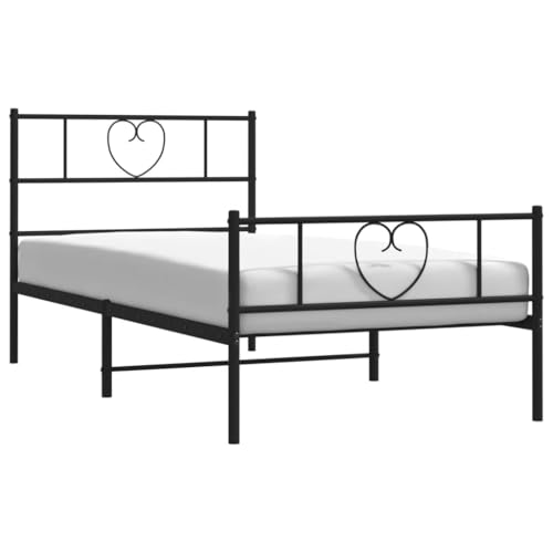 HEFZGDB Bettgestell mit Kopf- und Fußteil Metall Schwarz 75x190 cm Ehebett Bettgestell Bed Frame Einzelbett für Wohnbereich Herberge Gästezimmer Schlafzimmer HEFZGDB Bettgestell mit Kopf- und Fußteil Metall Schwarz 75x190 cm Ehebett Bettgestell Bed Frame Einzelbett für Wohnbereich Herberge Gästezimmer Schlafzimmer von HEFZGDB
