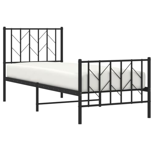 HEFZGDB Bettgestell mit Kopf- und Fußteil Metall Schwarz 75x190 cm Jugendbett Bed Frame Familienbett Doppelbett für Herberge Wohnbereich Schlafzimmer Gästezimmer HEFZGDB Bettgestell mit Kopf- und Fußteil Metall Schwarz 75x190 cm Jugendbett Bed Frame Familienbett Doppelbett für Herberge Wohnbereich Schlafzimmer Gästezimmer von HEFZGDB