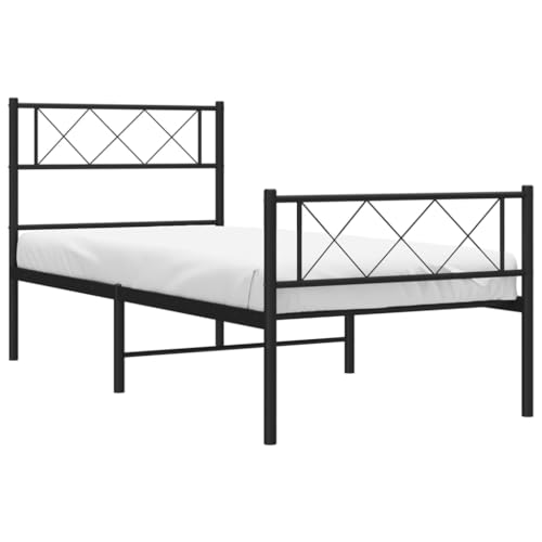 HEFZGDB Bettgestell mit Kopf- und Fußteil Metall Schwarz 80x200 cm Jugendbett Gästebett Bettgestell Single Bed für Gästezimmer Herberge Schlafzimmer Wohnbereich HEFZGDB Bettgestell mit Kopf- und Fußteil Metall Schwarz 80x200 cm Jugendbett Gästebett Bettgestell Single Bed für Gästezimmer Herberge Schlafzimmer Wohnbereich von HEFZGDB