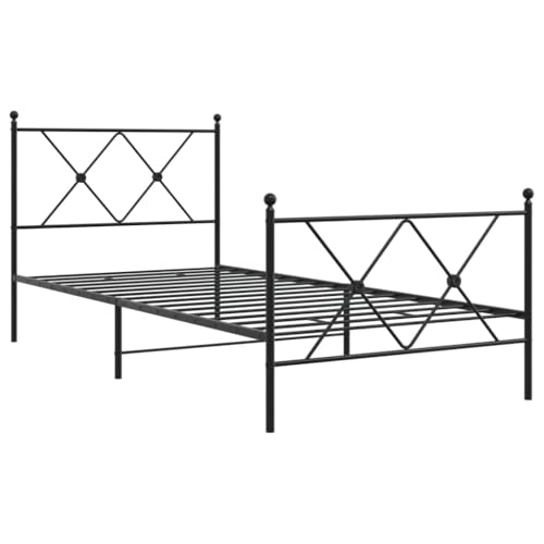 HEFZGDB Bettgestell mit Kopf- und Fußteil Metall Schwarz 90x200 cm Daybed Gästebett Bettgestell Einzelbett für Herberge Wohnbereich Gästezimmer Schlafzimmer HEFZGDB Bettgestell mit Kopf- und Fußteil Metall Schwarz 90x200 cm Daybed Gästebett Bettgestell Einzelbett für Herberge Wohnbereich Gästezimmer Schlafzimmer von HEFZGDB