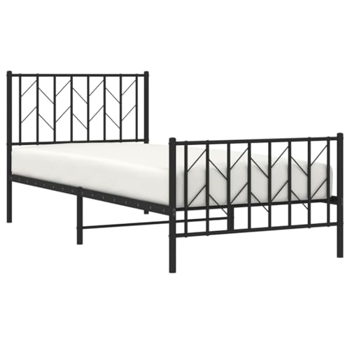 HEFZGDB Bettgestell mit Kopf- und Fußteil Metall Schwarz 90x200 cm Jugendbett Bed Frame Familienbett Doppelbett für Herberge Wohnbereich Schlafzimmer Gästezimmer HEFZGDB Bettgestell mit Kopf- und Fußteil Metall Schwarz 90x200 cm Jugendbett Bed Frame Familienbett Doppelbett für Herberge Wohnbereich Schlafzimmer Gästezimmer von HEFZGDB