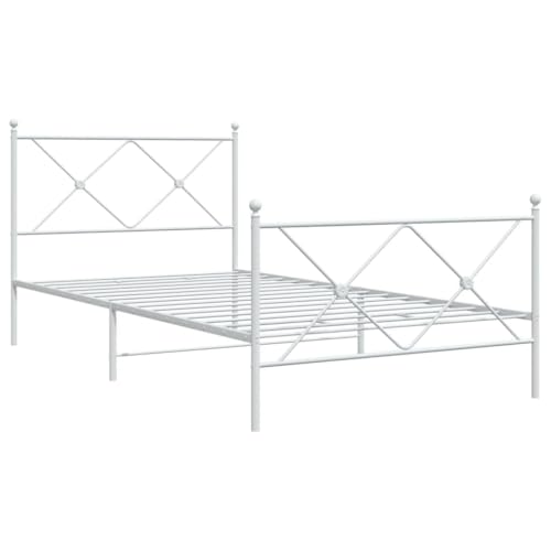 HEFZGDB Bettgestell mit Kopf- und Fußteil Metall Weiß 100x190 cm Daybed Gästebett Bettgestell Einzelbett für Herberge Wohnbereich Gästezimmer Schlafzimmer HEFZGDB Bettgestell mit Kopf- und Fußteil Metall Weiß 100x190 cm Daybed Gästebett Bettgestell Einzelbett für Herberge Wohnbereich Gästezimmer Schlafzimmer von HEFZGDB