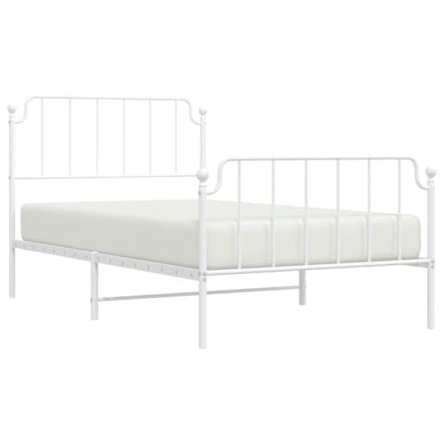 HEFZGDB Bettgestell mit Kopf- und Fußteil Metall Weiß 107x203 cm Double Bed Gästebett Bettgestell Einzelbett für Herberge Gästezimmer Wohnbereich Schlafzimmer HEFZGDB Bettgestell mit Kopf- und Fußteil Metall Weiß 107x203 cm Double Bed Gästebett Bettgestell Einzelbett für Herberge Gästezimmer Wohnbereich Schlafzimmer von HEFZGDB
