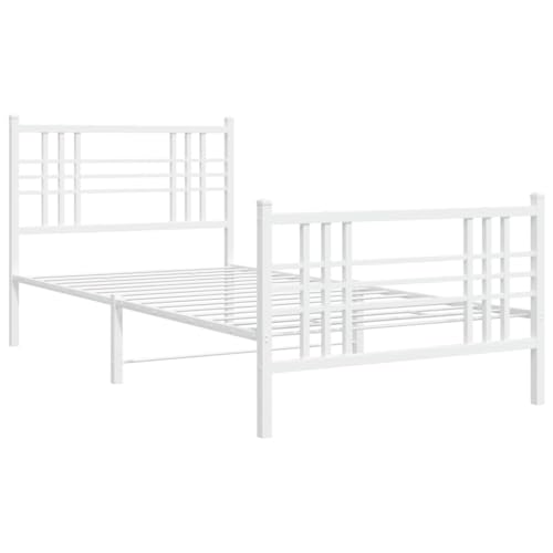 HEFZGDB Bettgestell mit Kopf- und Fußteil Metall Weiß 107x203 cm Jugendbett Bettgestell Familienbett Doppelbett für Herberge Schlafzimmer Gästezimmer Wohnbereich HEFZGDB Bettgestell mit Kopf- und Fußteil Metall Weiß 107x203 cm Jugendbett Bettgestell Familienbett Doppelbett für Herberge Schlafzimmer Gästezimmer Wohnbereich von HEFZGDB