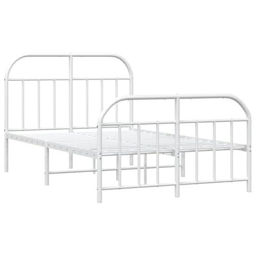 HEFZGDB Bettgestell mit Kopf- und Fußteil Metall Weiß 120x200 cm Single Bed Bettgestell Familienbett Einzelbett für Schlafzimmer Gästezimmer Wohnbereich Herberge von HEFZGDB