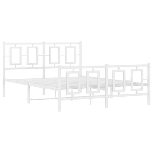 HEFZGDB Bettgestell mit Kopf- und Fußteil Metall Weiß 135x190 cm Double Bed Gästebett Bed Frame Doppelbett für Gästezimmer Wohnbereich Herberge Schlafzimmer HEFZGDB Bettgestell mit Kopf- und Fußteil Metall Weiß 135x190 cm Double Bed Gästebett Bed Frame Doppelbett für Gästezimmer Wohnbereich Herberge Schlafzimmer von HEFZGDB