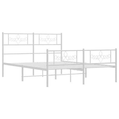HEFZGDB Bettgestell mit Kopf- und Fußteil Metall Weiß 140x200 cm Daybed Gästebett Bettgestell Einzelbett für Wohnbereich Schlafzimmer Herberge Gästezimmer HEFZGDB Bettgestell mit Kopf- und Fußteil Metall Weiß 140x200 cm Daybed Gästebett Bettgestell Einzelbett für Wohnbereich Schlafzimmer Herberge Gästezimmer von HEFZGDB