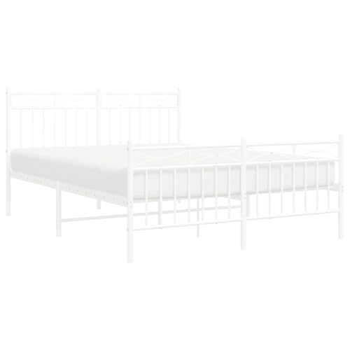 HEFZGDB Bettgestell mit Kopf- und Fußteil Metall Weiß 140x200 cm Ehebett Gästebett Bed Frame Single Bed für Herberge Wohnbereich Gästezimmer Schlafzimmer HEFZGDB Bettgestell mit Kopf- und Fußteil Metall Weiß 140x200 cm Ehebett Gästebett Bed Frame Single Bed für Herberge Wohnbereich Gästezimmer Schlafzimmer von HEFZGDB