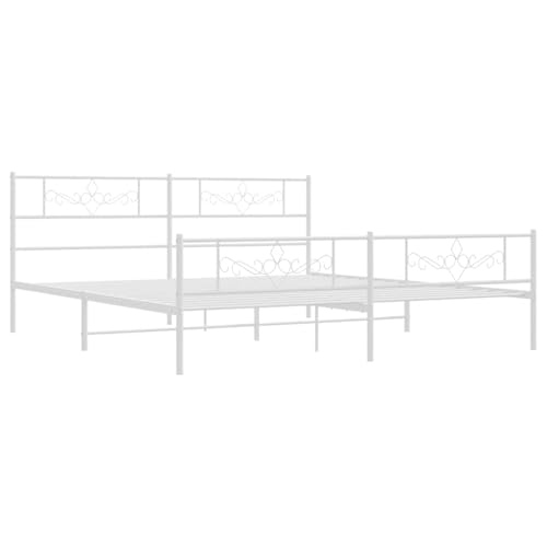 HEFZGDB Bettgestell mit Kopf- und Fußteil Metall Weiß 183x213 cm Daybed Gästebett Bettgestell Einzelbett für Wohnbereich Schlafzimmer Herberge Gästezimmer von HEFZGDB