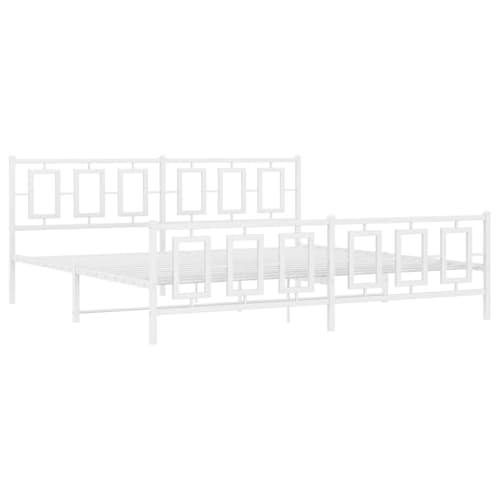 HEFZGDB Bettgestell mit Kopf- und Fußteil Metall Weiß 193x203 cm Double Bed Gästebett Bed Frame Doppelbett für Gästezimmer Wohnbereich Herberge Schlafzimmer HEFZGDB Bettgestell mit Kopf- und Fußteil Metall Weiß 193x203 cm Double Bed Gästebett Bed Frame Doppelbett für Gästezimmer Wohnbereich Herberge Schlafzimmer von HEFZGDB