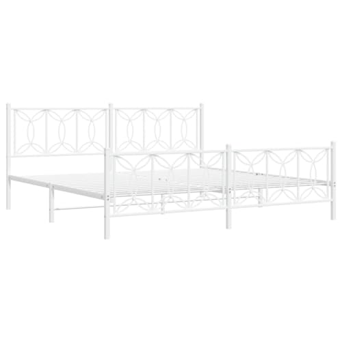 HEFZGDB Bettgestell mit Kopf- und Fußteil Metall Weiß 200x200 cm Guest Bed Gästebett Bettgestell Doppelbett für Schlafzimmer Gästezimmer Wohnbereich Herberge HEFZGDB Bettgestell mit Kopf- und Fußteil Metall Weiß 200x200 cm Guest Bed Gästebett Bettgestell Doppelbett für Schlafzimmer Gästezimmer Wohnbereich Herberge von HEFZGDB